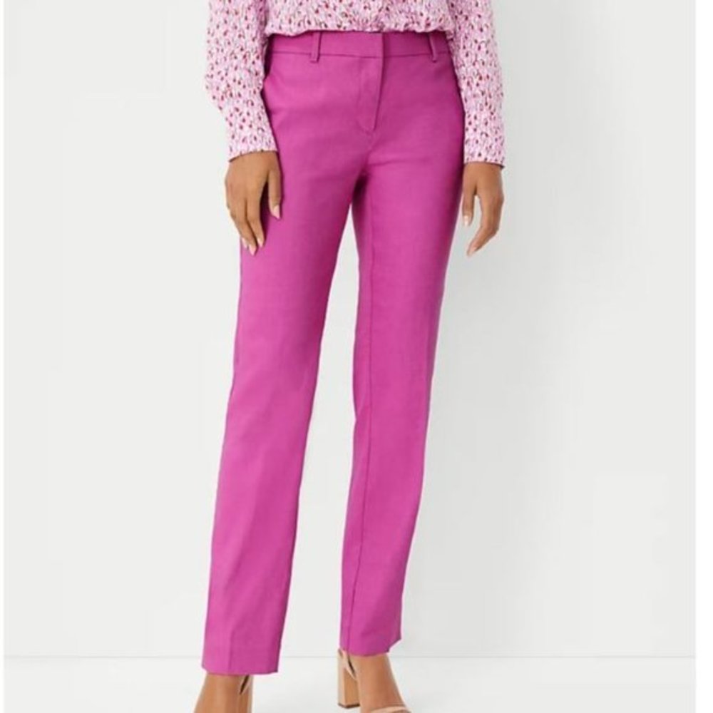 Ann Taylor Pink  Sophia The Straight Pant Linen Blend Size 4
